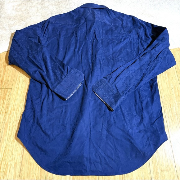 Robert Graham Mens Size XL Blue Paisley Floral Jacquard Flip Cuff Button Up - Picture 6 of 6